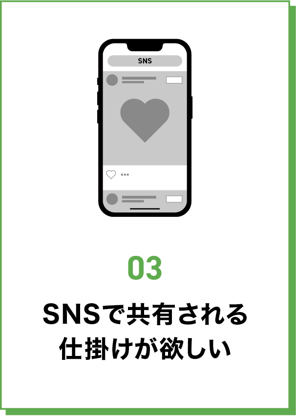 SNSで共有される仕掛けが欲しい